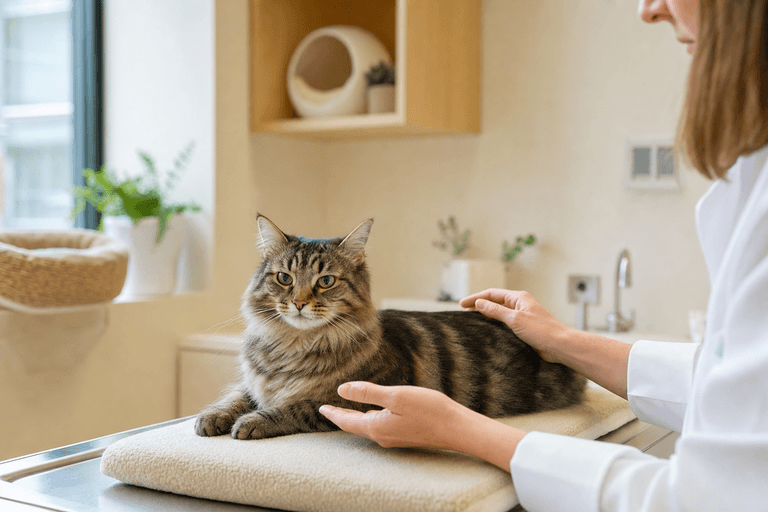 Gato em atendimento especializado de medicina felina na VetôPet Maringá
